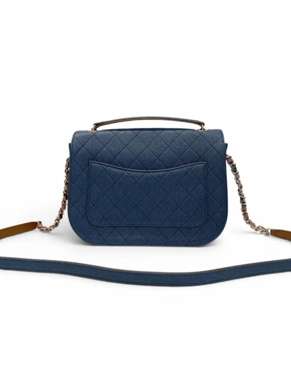 Chanel Shoulder Bag Blue Multicolor Half CC Logo Quilted Chain